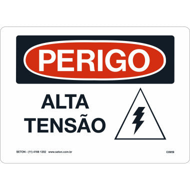 Placa de Sinalização de Perigo - Alta Tensão
