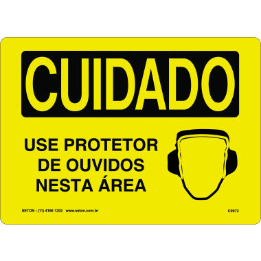 Placa de Sinalização: Cuidado - Use Protetor de Ouvidos
