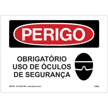Placa de Sinalização - Uso Obrigatório de Óculos de Segurança