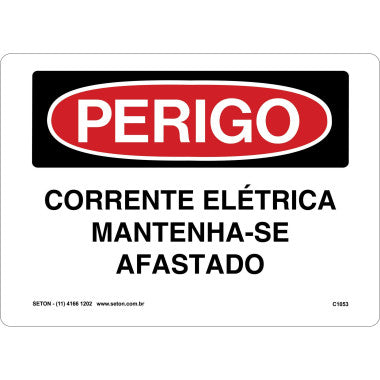 Placa de Perigo: Corrente Elétrica - Mantenha-se Afastado
