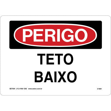 Placa de Perigo - Teto Baixo para Sinalização de Riscos