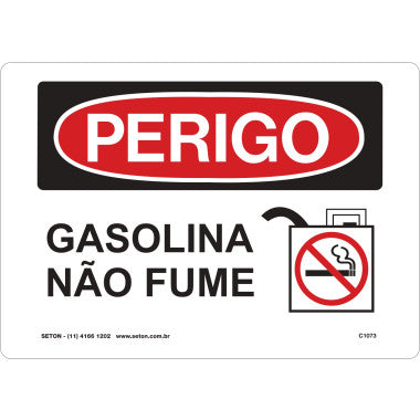 Placa de Sinalização - Perigo Gasolina Não Fume