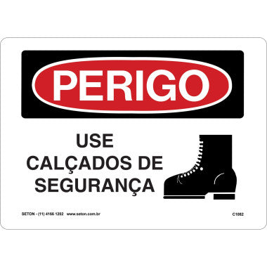 Placa de Perigo - Uso Obrigatório de Calçado de Segurança