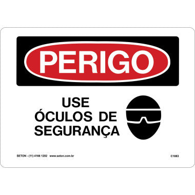 Placa de Perigo - Uso Obrigatório de Óculos de Segurança