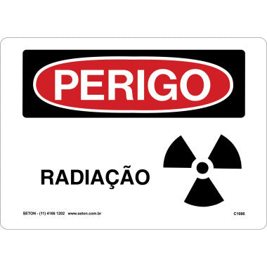 Placa de Sinalização de Perigo - Radiação