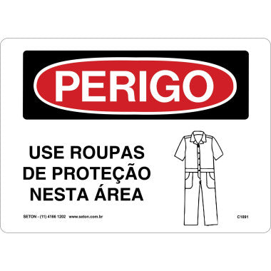 Placa de Sinalização - Use Roupas de Proteção
