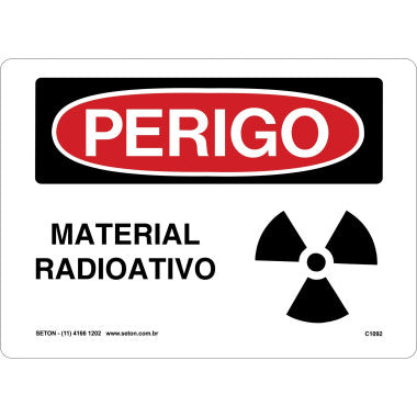 Placa de Sinalização - Perigo Material Radioativo
