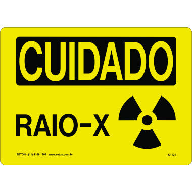 Placa de Sinalização Cuidado Raio X - Normas NR26 e NR18