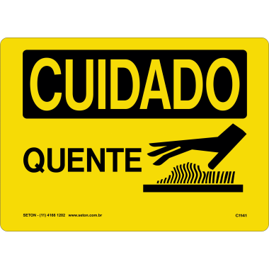 Placa de Sinalização CUIDADO - Quente