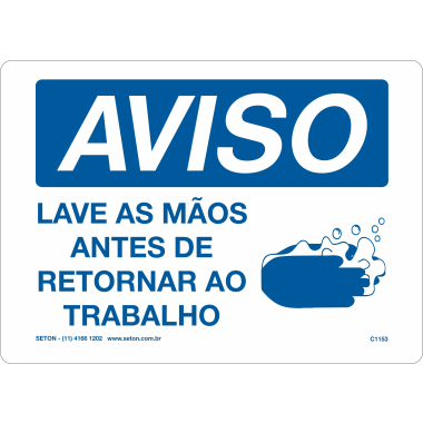 Placa de Aviso: Lave as Mãos Antes de Retornar ao Trabalho