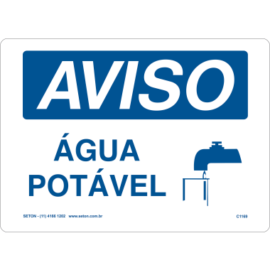 Placa de Aviso: Água Potável - Sinalização Segura