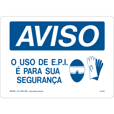 Placa de Aviso: Uso de EPI para Segurança dos Funcionários