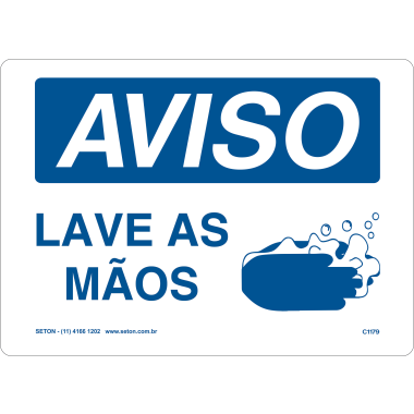 Placa de Aviso: Lave as Mãos - Sinalização de Higiene