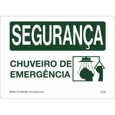 Placa de Segurança para Chuveiro de Emergência