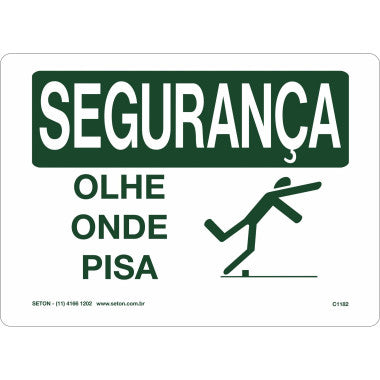 Placa de Segurança - Olhe Onde Pisa para Sinalização de Riscos