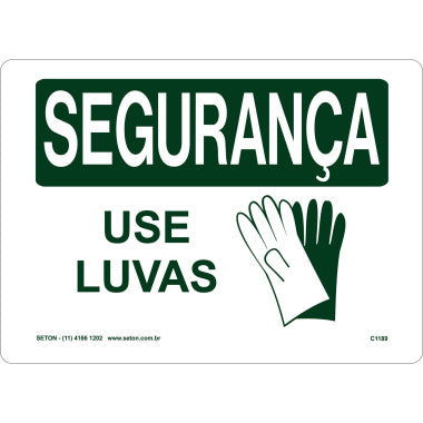 Placa de Segurança - Use Luvas para Proteção