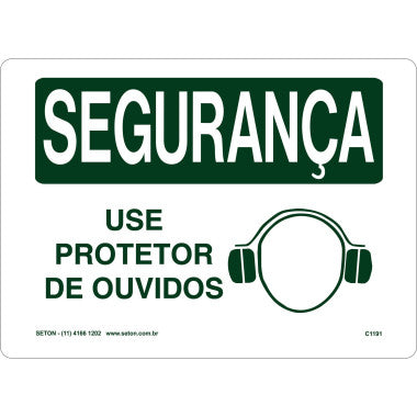Placa de Segurança - Protetor de Ouvidos e Sinalização de Riscos