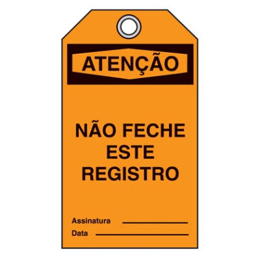 Cartão de Atenção - Não Feche Este Registro