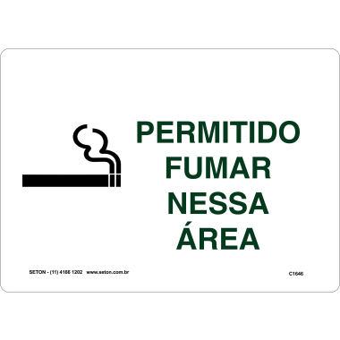 Placa de Sinalização: Permitido Fumar Nesta Área