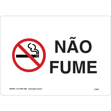Placa de Sinalização Não Fume - Vinil, Alumínio e PVC
