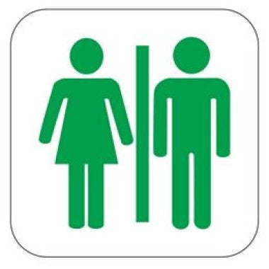 Placa de Sinalização Banheiro Masculino e Feminino Verde