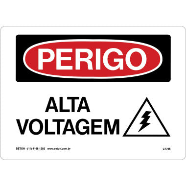 Placa de Perigo - Alta Voltagem para Sinalização de Riscos