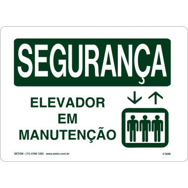 Placa de Segurança - Elevador em Manutenção
