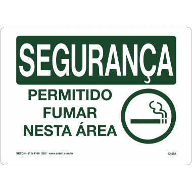 Placa de Segurança: Permitido Fumar Nesta Área