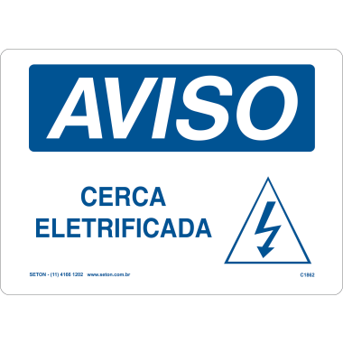 Placa de Aviso para Cerca Eletrificada - Sinalização de Segurança