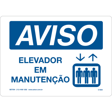 Placa de Aviso: Elevador em Manutenção