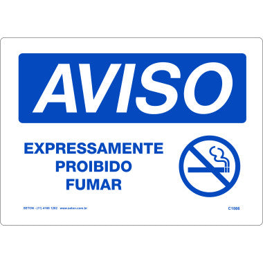 Placa de Aviso Proibido Fumar - Sinalização de Segurança