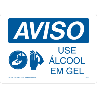 Placa de Aviso: Use Álcool em Gel