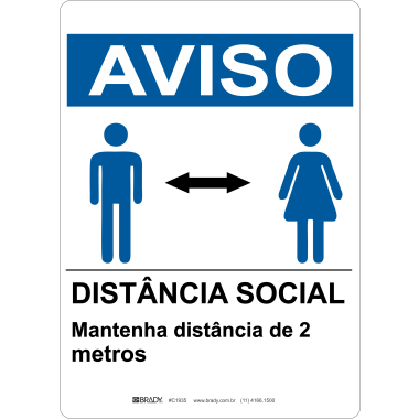 Placa de Aviso para Distância Social - Segurança COVID-19
