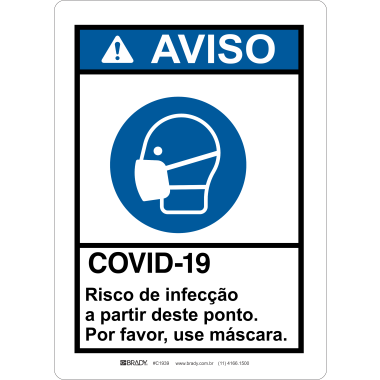 Placa de Aviso: Uso de Máscara - Covid-19