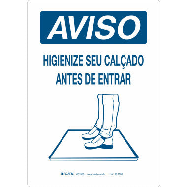 Placa de Aviso: Higienize Seu Calçado Antes de Entrar