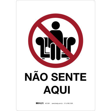 Placa de Sinalização 'Não Sente Aqui' - PVC e Vinil