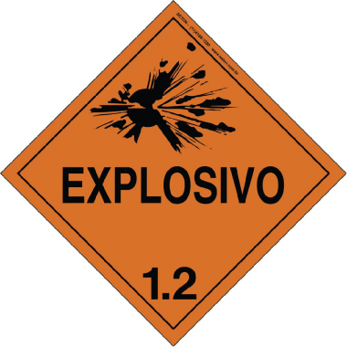 Placa de Sinalização Explosivo 1.2 - Poliestireno 30x30cm