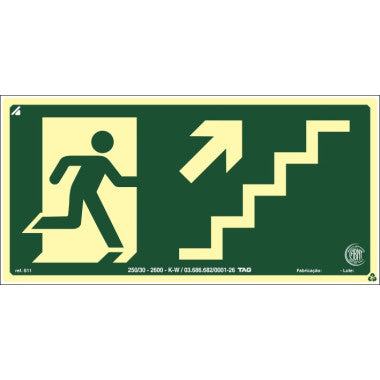 Placa Fotoluminescente S11 - Sinalização de Saída - 12cm x 24cm