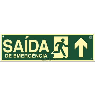 Placa Fotoluminescente S13 - Saída de Emergência 50cm x 15cm