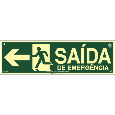 Placa Fotoluminescente S13 - Saída à Esquerda 50cm x 15cm