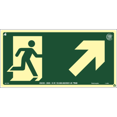 Placa Fotoluminescente Rampa Direita 20x40cm em PVC